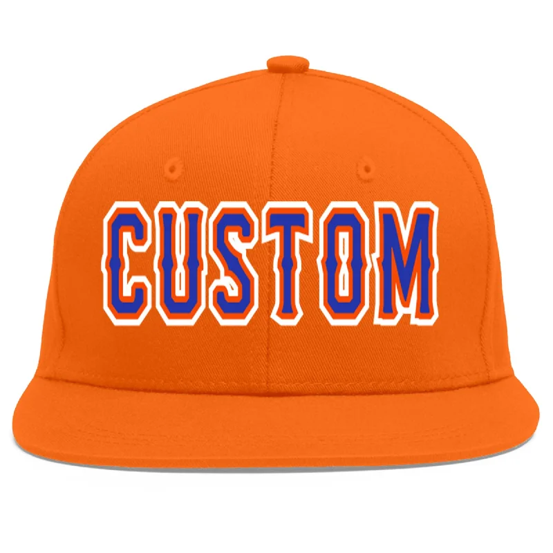 Baseball cap fabric comfort-Custom Orange Royal-Orange Flat Eaves Sport Baseball Cap