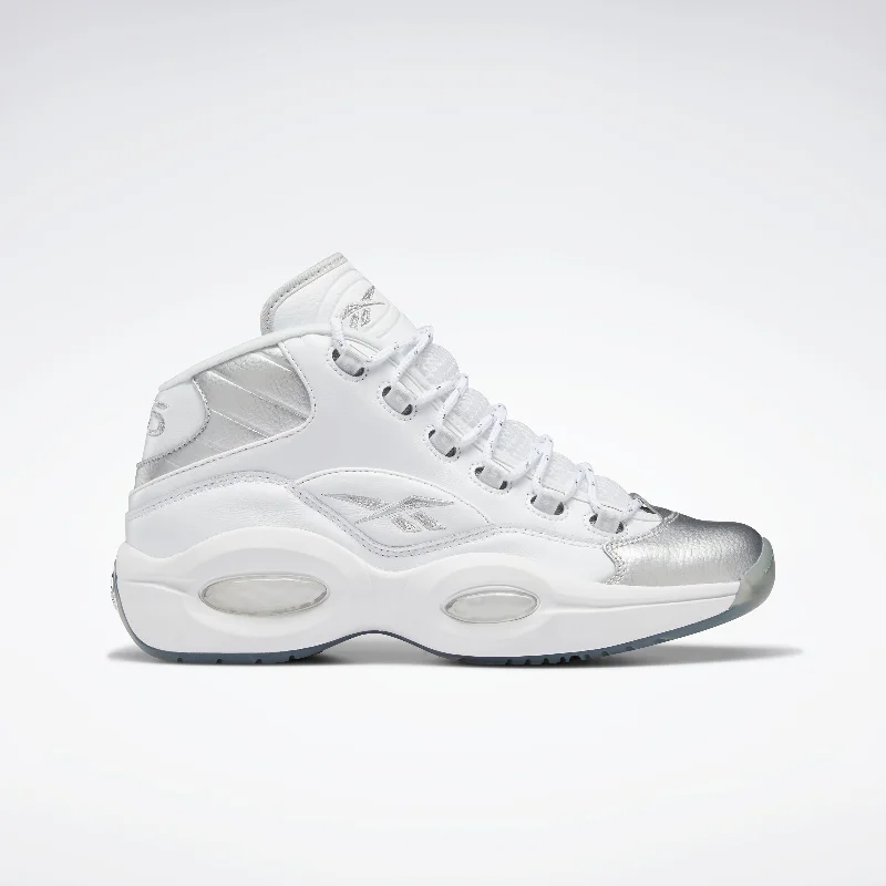 Basketball shoes with the best cushioning-Reebok Footwear Men Question Mid Shoes Ftwwht/Ftwwht/Silvmt