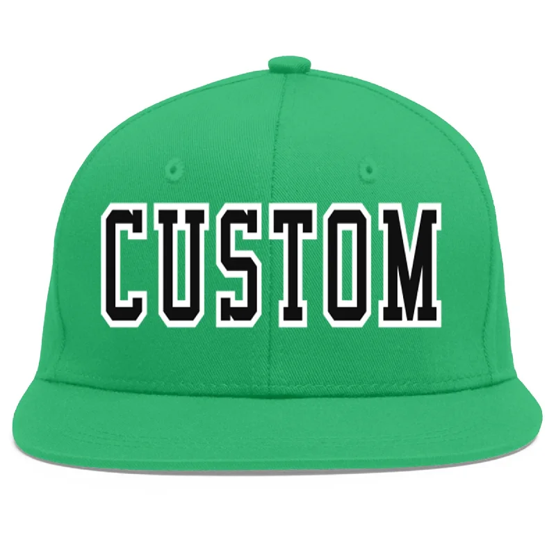 Baseball cap sizing guide-Custom Teal Black-White Flat Eaves Sport Baseball Cap