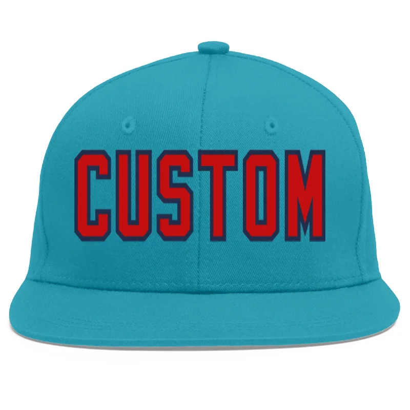 Winter-friendly baseball caps-Custom Aqua Red-Navy Flat Eaves Sport Baseball Cap