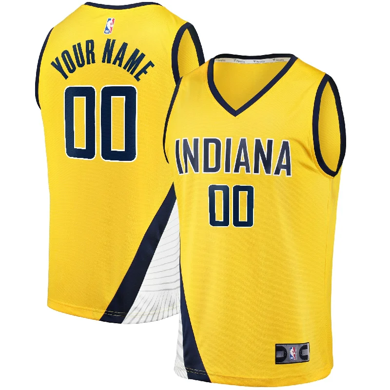 Basketball jerseys with professional-grade fabric and stitching-Indiana Pacers Branded Youth Fast Break Custom Basketball Jersey - Statement Edition - Gold