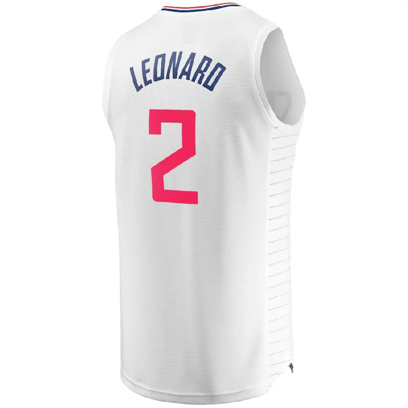 Basketball jerseys with contrasting piping for style-LA.Clippers #2 Kawhi Leonard Fanatics Branded Fast Break Replica Player Jersey Association Edition White Stitched American Basketball Jersey