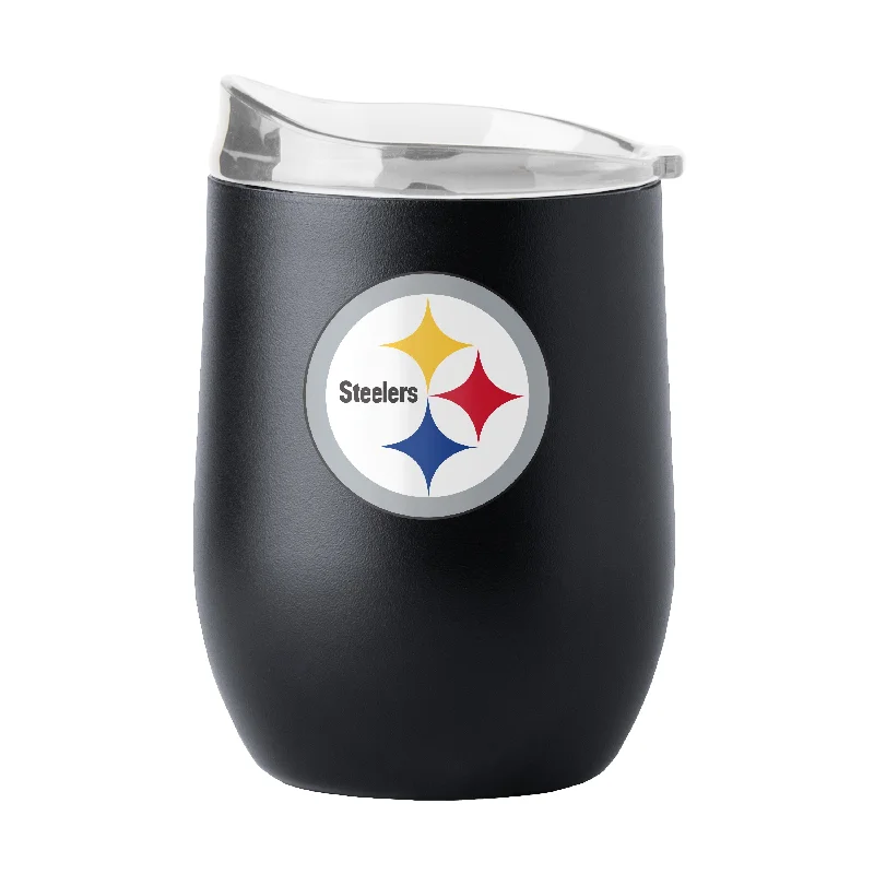 Team cups with logos for businesses-Pittsburgh Steelers 16oz Flipside Powder Coat Curved Beverage