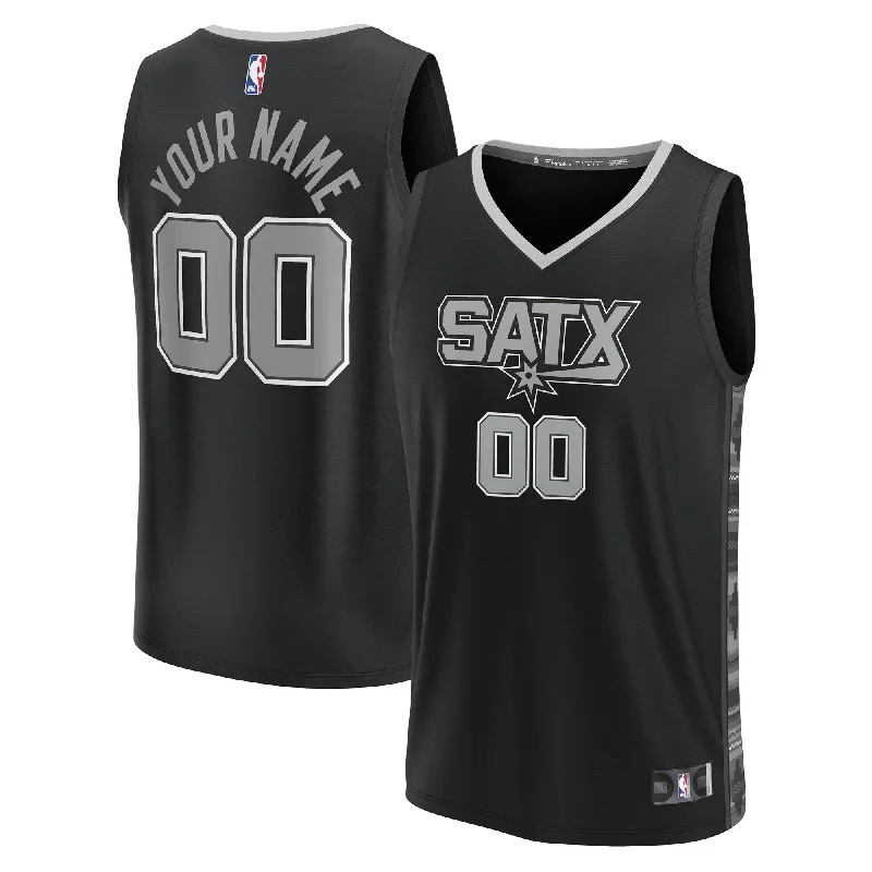 Premium quality basketball jerseys for elite players-San Antonio Spurs Branded Youth Fast Break Custom Basketball Jersey - Statement Edition - Black