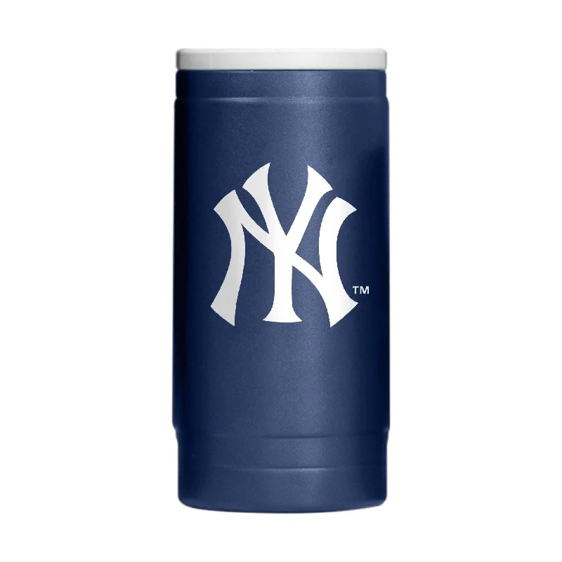 Personalized plastic team cups-New York Yankees Flipside Powder Coat Slim Can Coolie