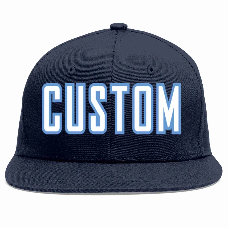 Baseball cap outfit pairing tips-Custom Navy White-Light Blue Casual Sport Baseball Cap