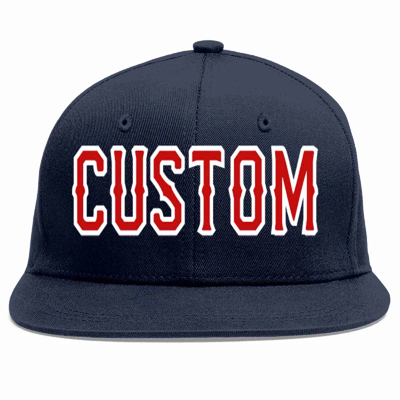 Baseball caps for outdoor adventures-Custom Navy Red-White Casual Sport Baseball Cap