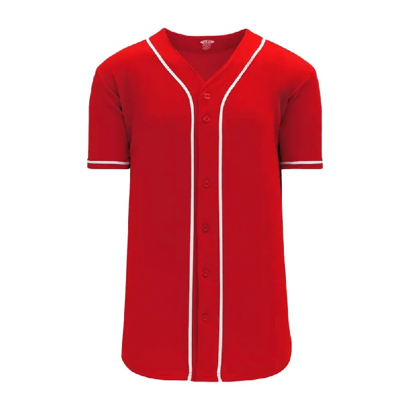 Baseball jerseys for sports camps and coaching events-Pro Full Button Down Red-White Jersey