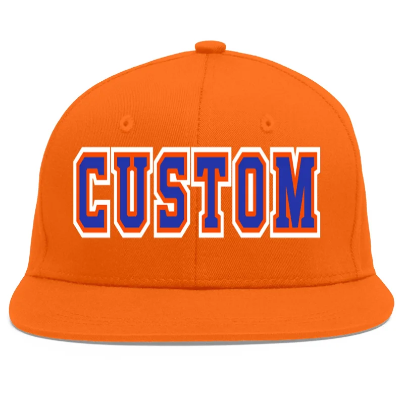 Adjustable baseball caps for a perfect fit-Custom Orange Royal-Orange Flat Eaves Sport Baseball Cap