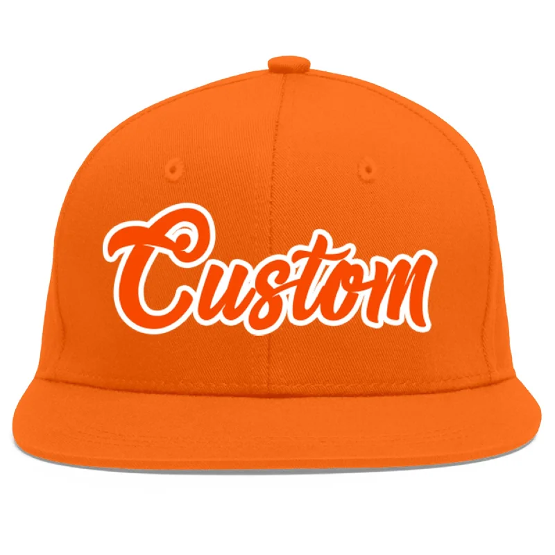 Baseball cap fit for extended wear-Custom Orange Orange-White Flat Eaves Sport Baseball Cap