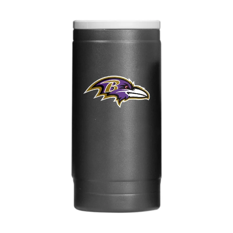 Team cups for custom sports merchandise-Baltimore Ravens Flipside Powder Coat Slim Can Coolie