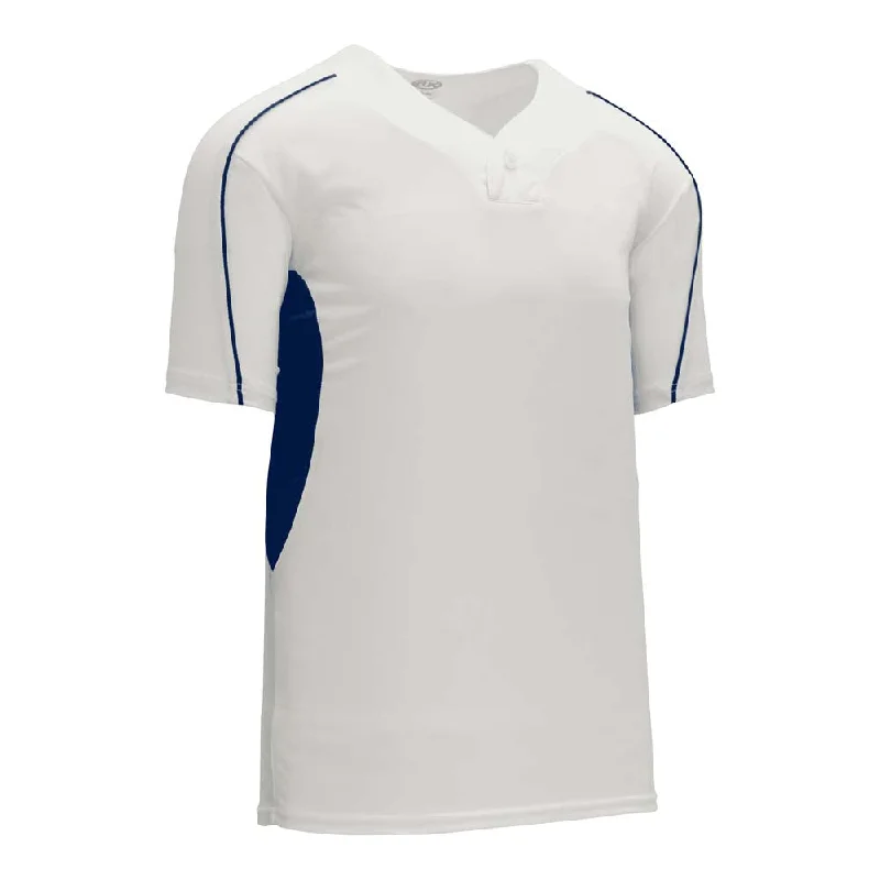 Custom baseball jerseys with team colors-DryFlex Single Button White-Royal Jersey