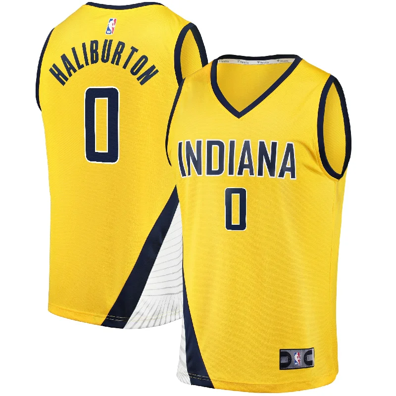 Basketball jerseys for practice and warm-ups-Tyrese Haliburton Indiana Pacers Branded Youth Fast Break Basketball Jersey - Statement Edition - Gold