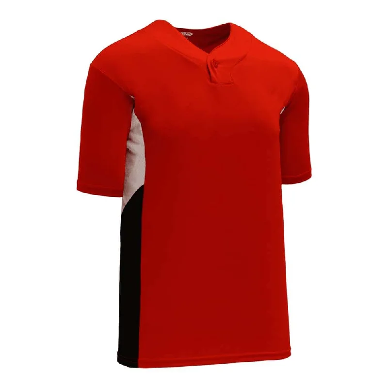 High-performance baseball jerseys for competitive players-DryFlex Two-Tone Single Button Red-Black-White Jersey