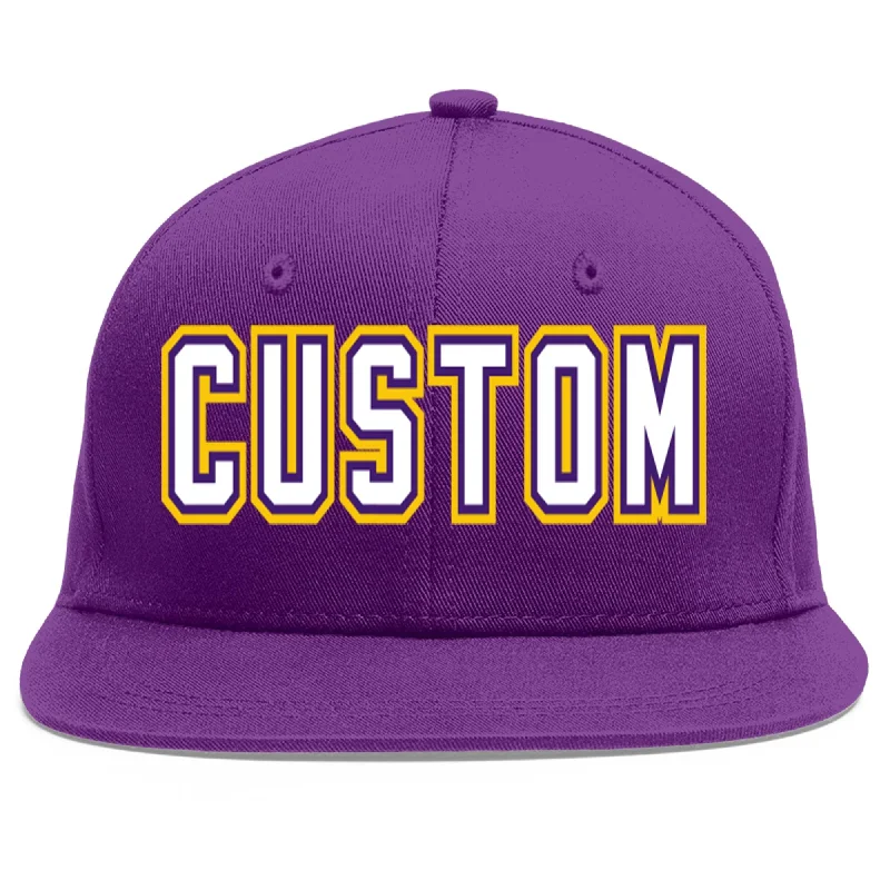 Baseball cap history and origin-Custom Purple White-purple Flat Eaves Sport Baseball Cap