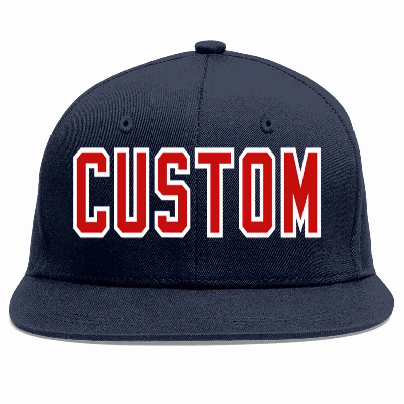 Mesh panel baseball caps for ventilation-Custom Navy Red-White Casual Sport Baseball Cap