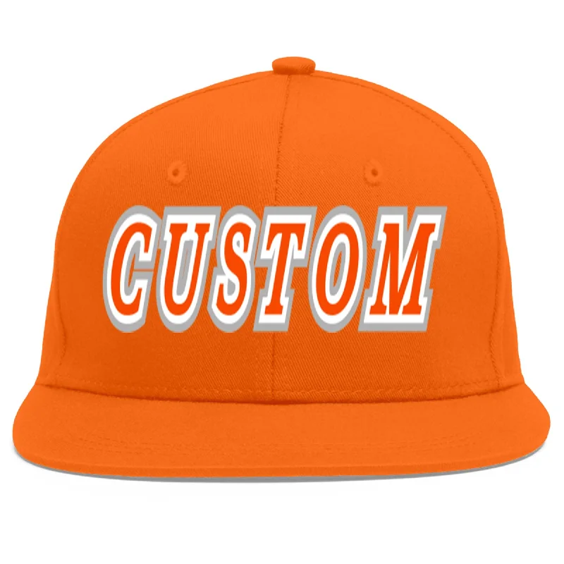 Interior lining features in baseball caps-Custom Orange Orange-White Flat Eaves Sport Baseball Cap