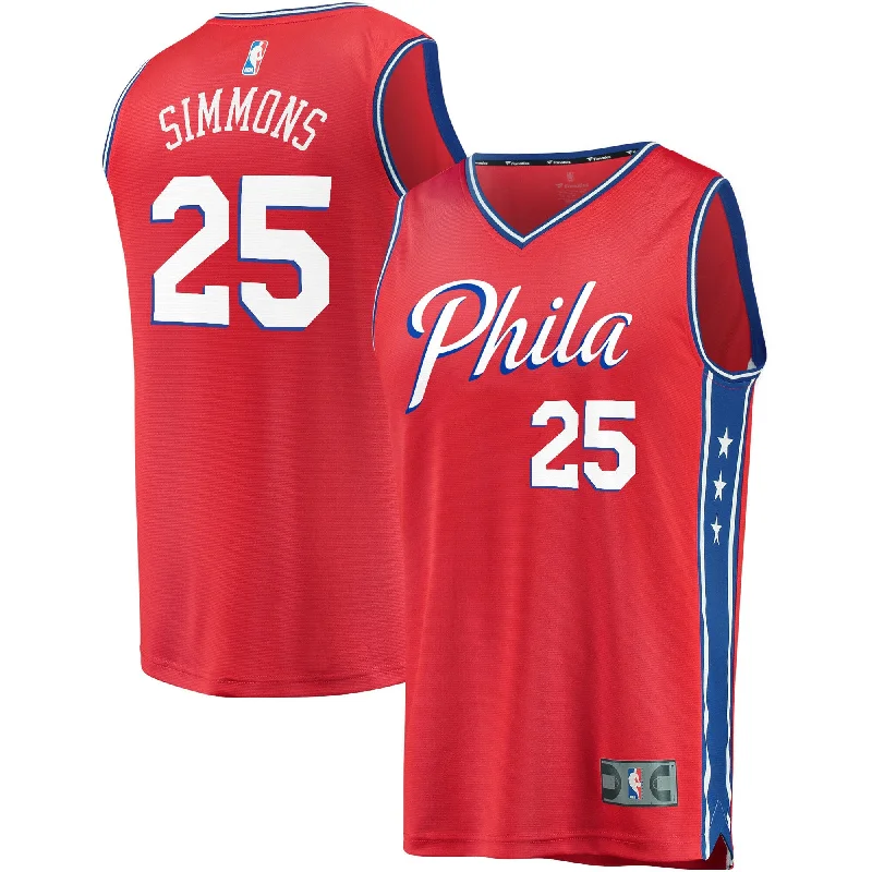 Basketball jerseys with name tags for easy identification-Ben Simmons Philadelphia 76ers Branded Youth Fast Break Player Team Basketball Jersey - Statement Edition - Red