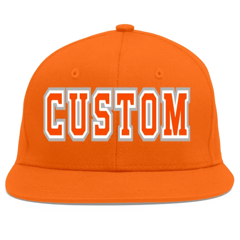 Best baseball cap styles-Custom Orange Orange-White Flat Eaves Sport Baseball Cap