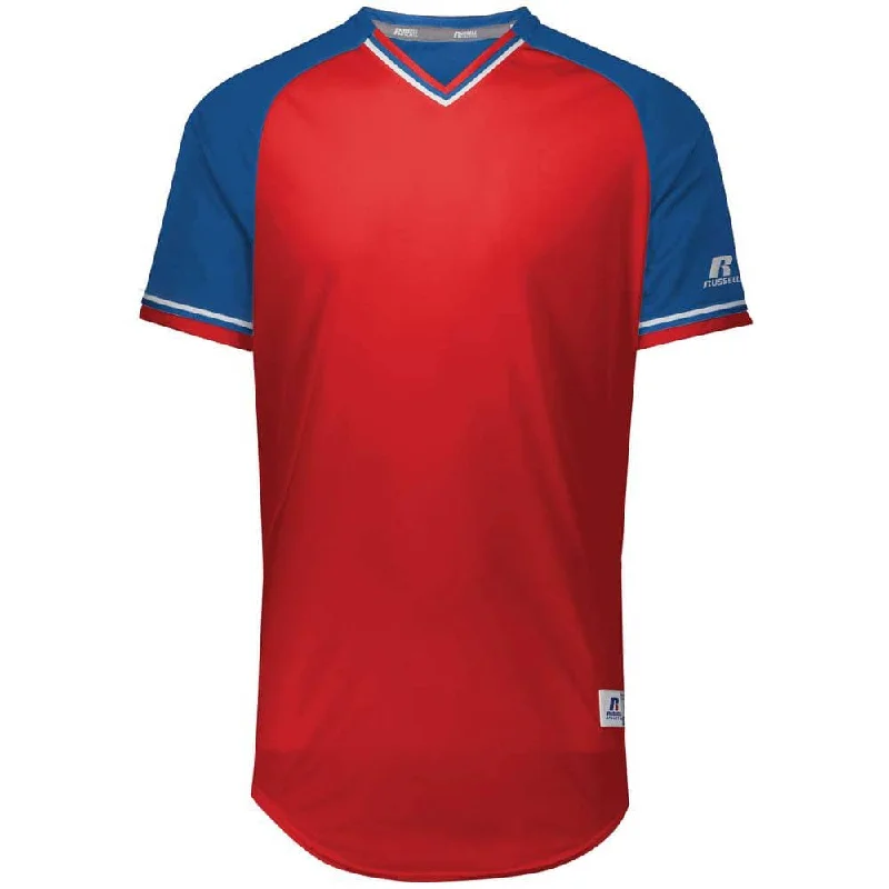 Baseball jerseys for practice and warm-ups-Classic Red-Royal V-Neck Jersey