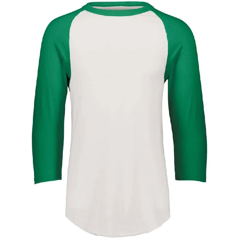 Durable and long-lasting baseball jerseys for practice-3-4 Sleeve Retro 2.0 Baseball Jersey White-Kelly Green