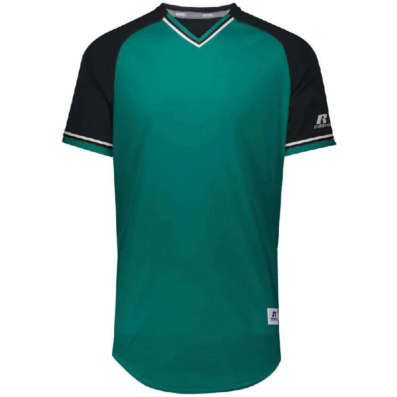 Baseball jerseys with professional-grade fabric and stitching-Classic Aqua-Black V-Neck Jersey