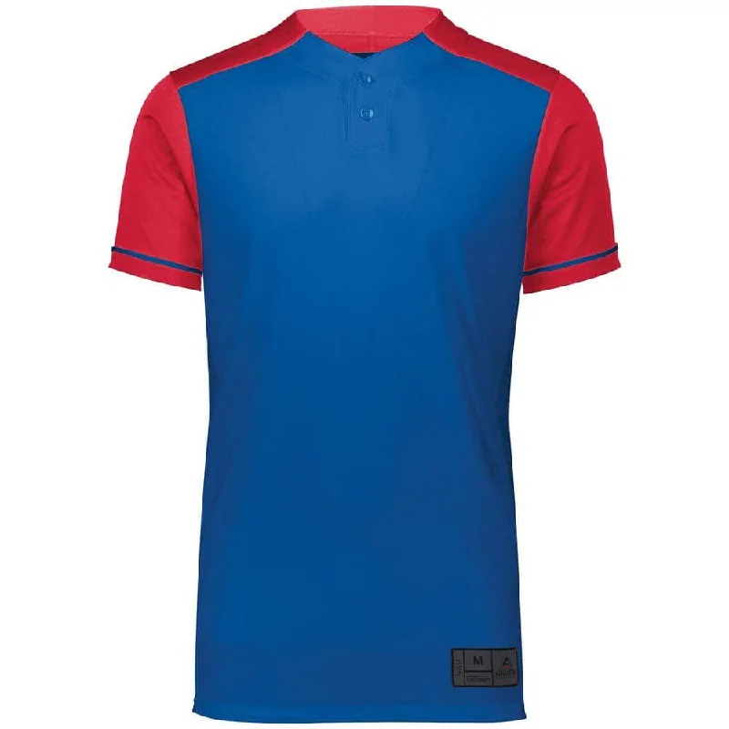 Baseball jerseys with cool-down technology for hot games-Closer 2 Button Royal-Scarlet Baseball Jersey