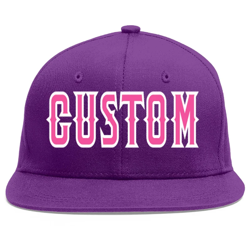 Classic black baseball caps-Custom Purple Pink-White Flat Eaves Sport Baseball Cap