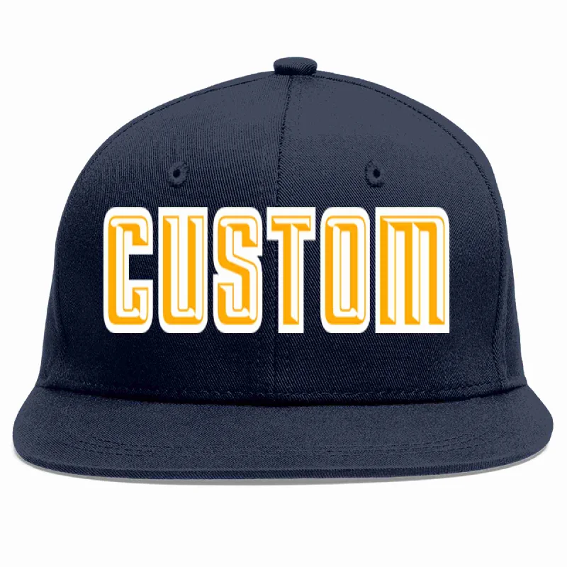 Comfort and design balance in baseball caps-Custom Navy Yellow-White Casual Sport Baseball Cap