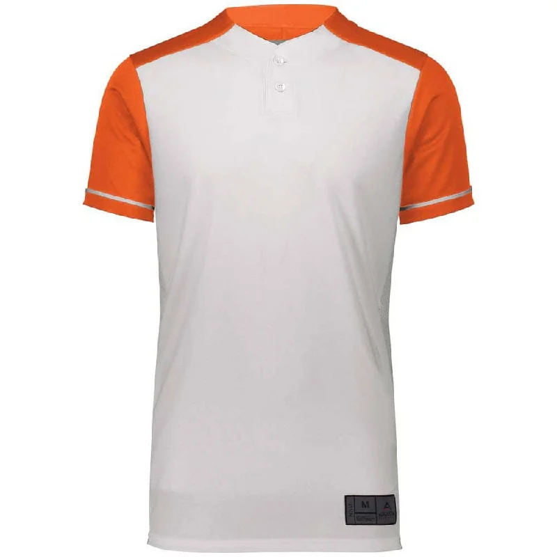 Best baseball jerseys for team sports-Closer 2 Button White-Orange Baseball Jersey