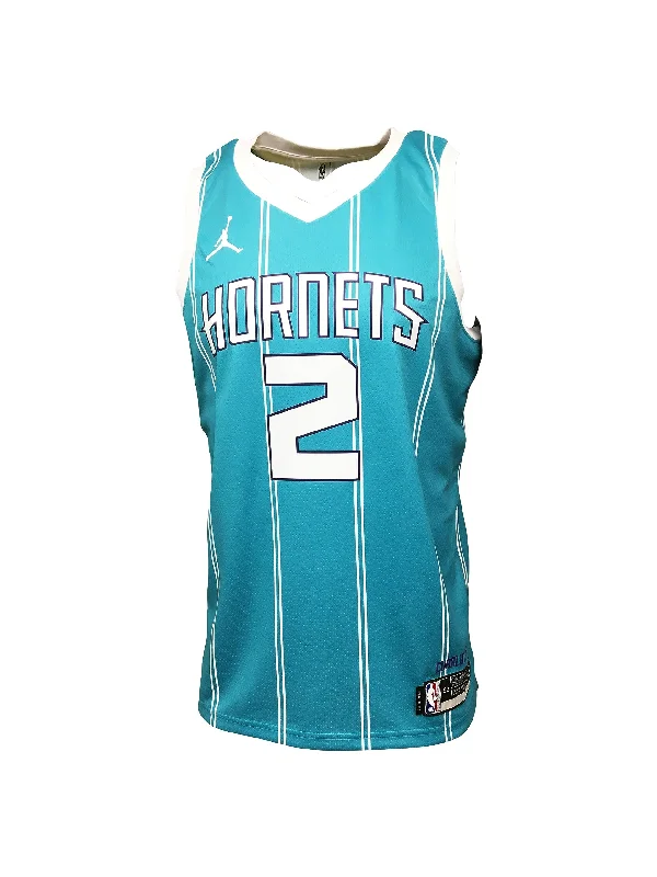 Basketball shoes with the best shock absorption-Men's LaMelo Ball #2 Charlotte Hornets Basketball Jordan Activewear Tank Top Jersey Dri-Fit Fanmade Aqua (X-Large)