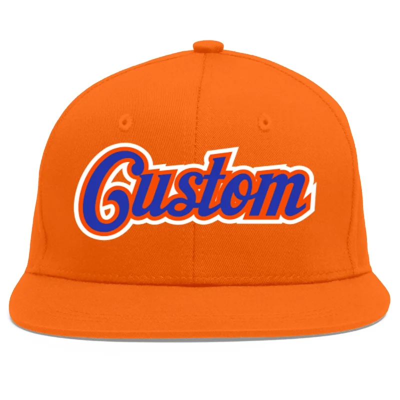 Windproof and breathable baseball caps-Custom Orange Royal-Orange Flat Eaves Sport Baseball Cap