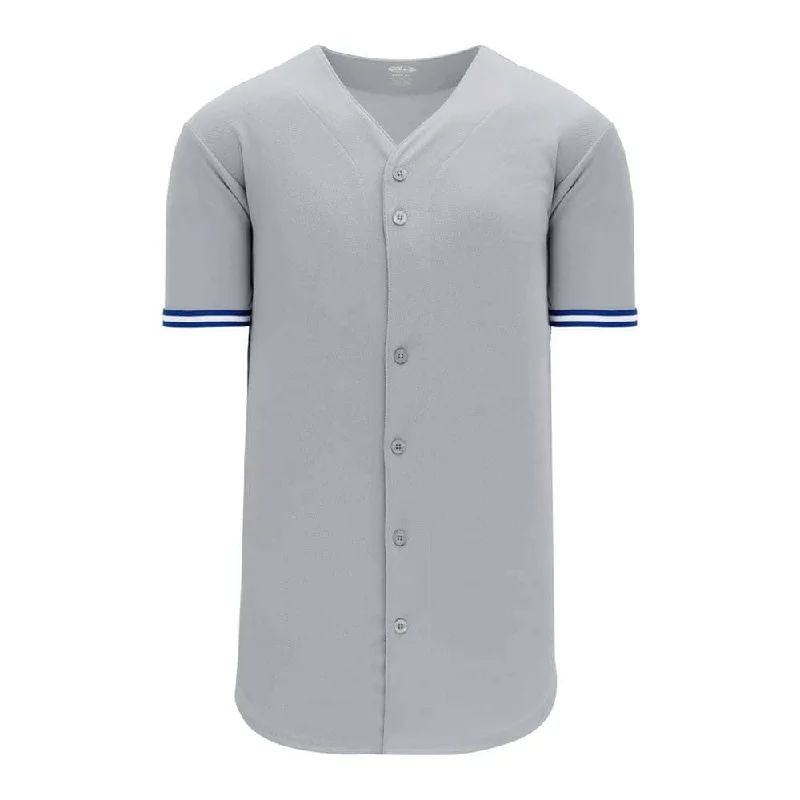 Best lightweight baseball jerseys for speed and agility-Pro Full Button Down Grey-Royal-White Jersey