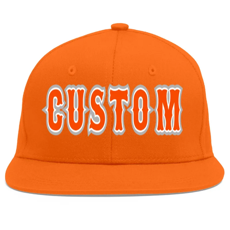 Adjustable baseball caps-Custom Orange Orange-White Flat Eaves Sport Baseball Cap