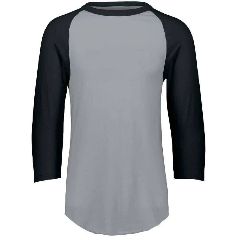 Custom baseball jerseys for summer camps and leagues-3-4 Sleeve Retro 2.0 Baseball Jersey Grey-Black