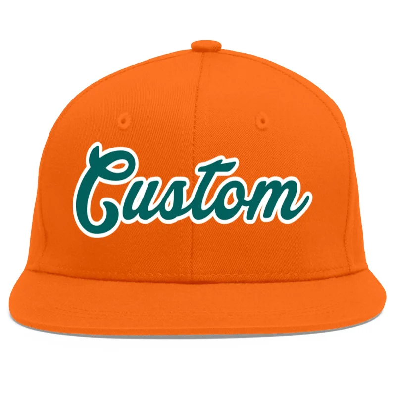 Brim design and comfort of baseball caps-Custom Orange Aqua-White Flat Eaves Sport Baseball Cap