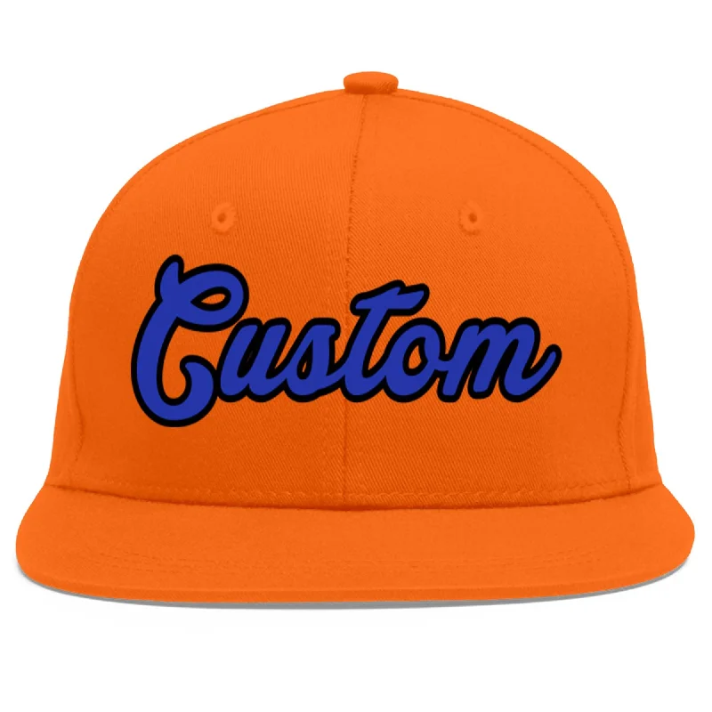 Comfort level of baseball caps-Custom Orange Royal-Black Flat Eaves Sport Baseball Cap