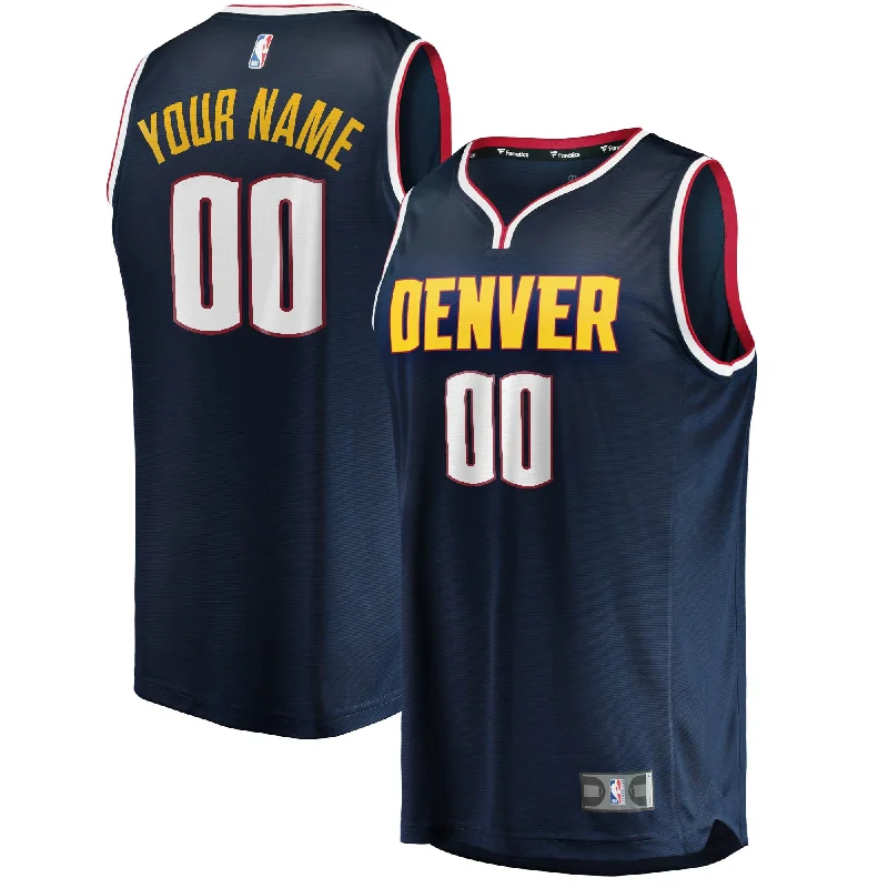 Best basketball jerseys for elite level competitions-Denver Nuggets Branded Youth Fast Break Custom Basketball Jersey Navy - Icon Edition