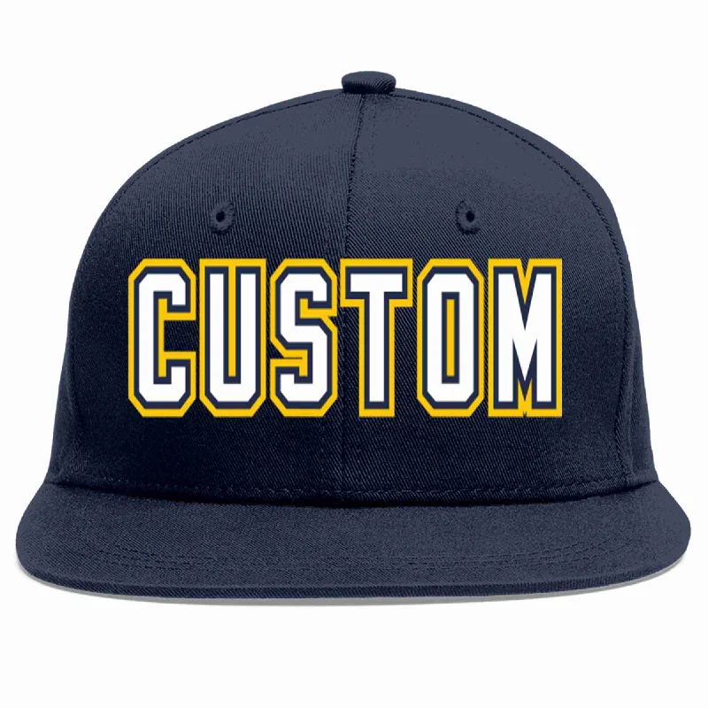 Reflective baseball caps for night safety-Custom Navy White-Navy Casual Sport Baseball Cap