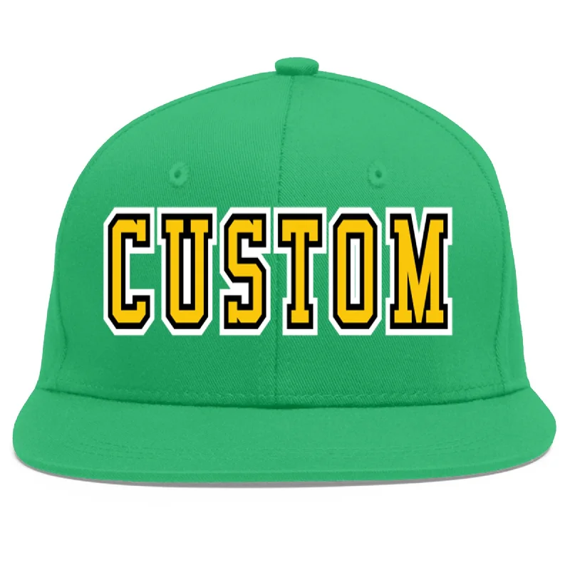 Baseball caps for all-weather use-Custom Teal Gold-Black Flat Eaves Sport Baseball Cap