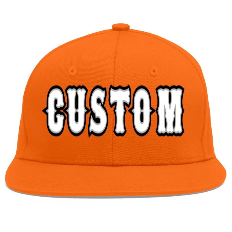 Soft fabric baseball caps-Custom Orange White-Gray Flat Eaves Sport Baseball Cap