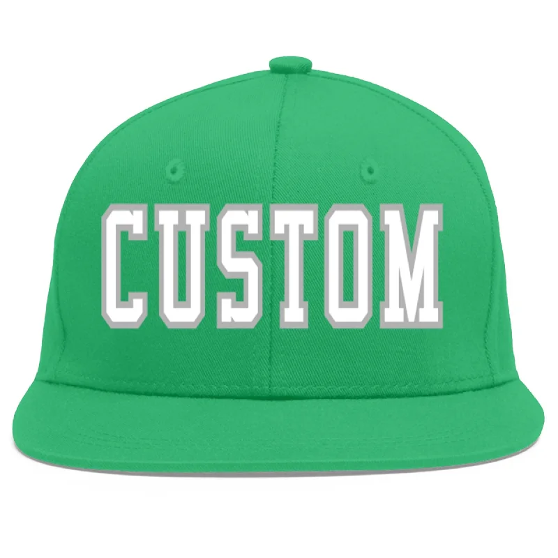 Baseball caps for different occasions-Custom Teal White-Gray Flat Eaves Sport Baseball Cap