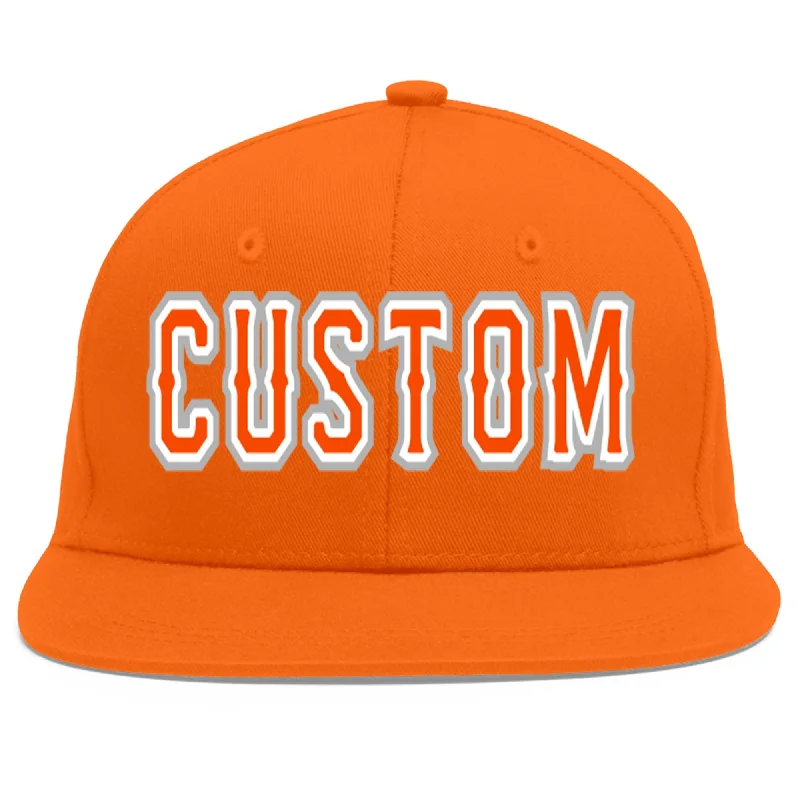 Baseball caps with flexible design-Custom Orange Orange-White Flat Eaves Sport Baseball Cap