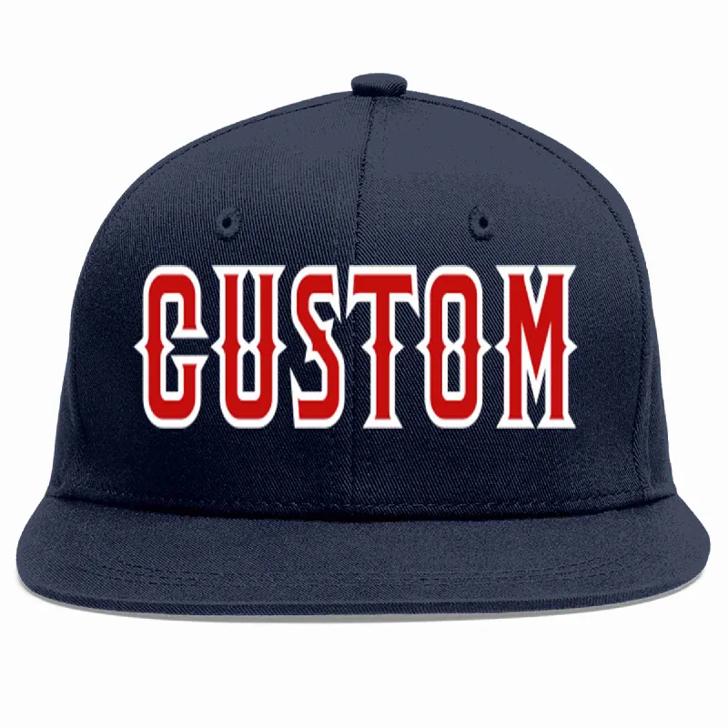 Classic baseball cap features-Custom Navy Red-White Casual Sport Baseball Cap