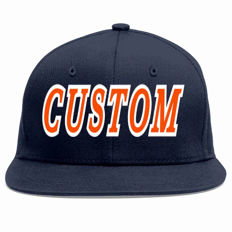 Sweat-proof baseball caps-Custom Navy Orange-White Casual Sport Baseball Cap