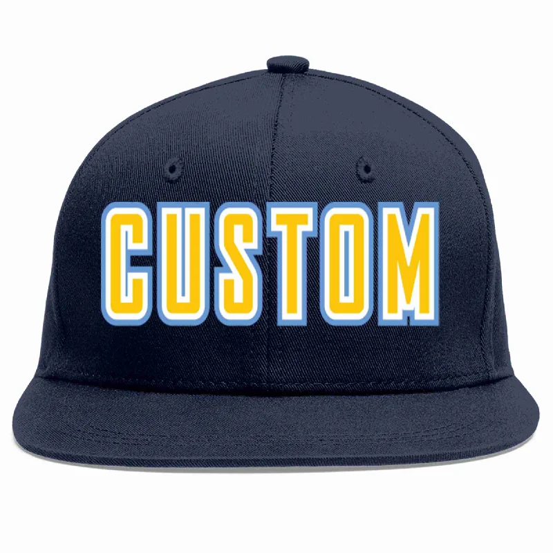 Baseball cap style for personal flair-Custom Navy Gold-White Casual Sport Baseball Cap