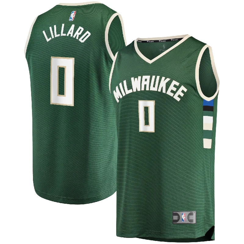 Basketball jerseys for minor league teams-Damian Lillard Milwaukee Bucks Branded Youth Fast Break Player Basketball Jersey - Icon Edition - Hunter Green