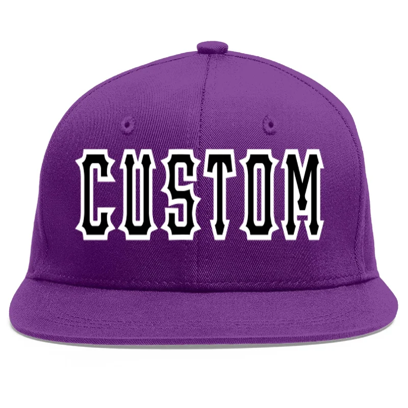 How to choose the right baseball cap-Custom Purple Black-White Flat Eaves Sport Baseball Cap