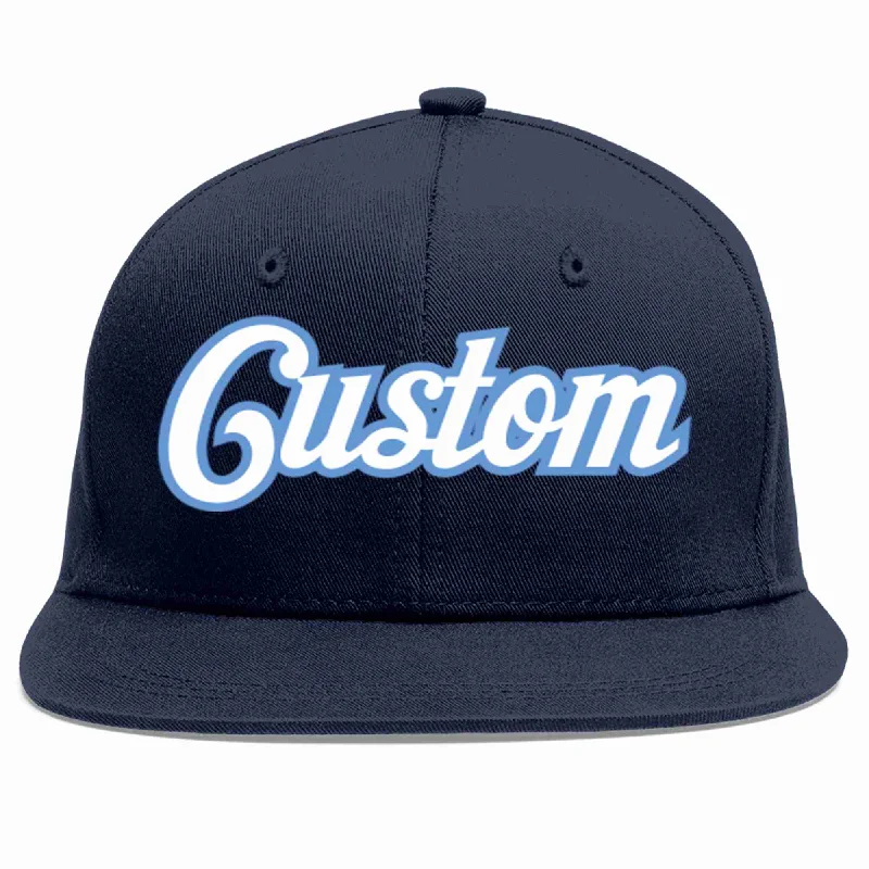 Adjustable baseball caps for a perfect fit-Custom Navy White-Light Blue Casual Sport Baseball Cap