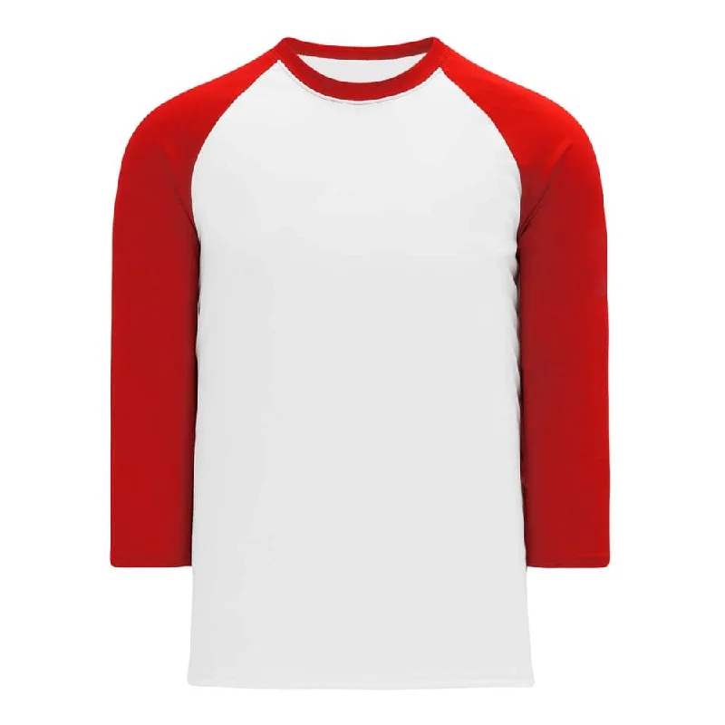 Baseball jerseys with bold prints for visibility on the field-Classic 3-4 Sleeve Baseball White-Red Shirt